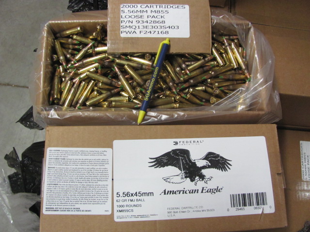 Round Case - 5.56mm XM855CS 62 Grain Green Tip- Federal American Eagle ...