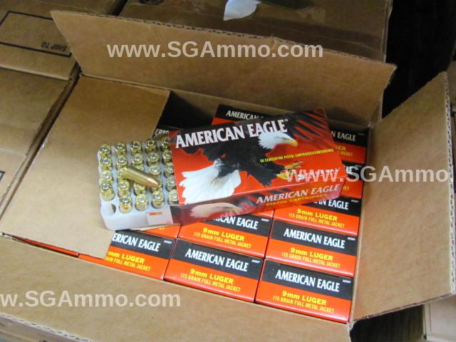 ... 9mm Luger Federal American Eagle 115 grain FMJ ammo AE9DP | SGAmmo