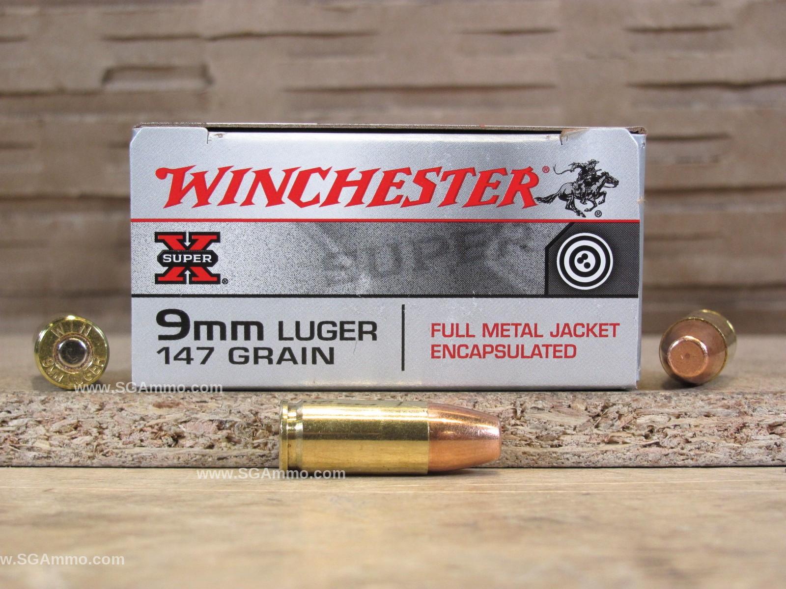 50 Round Box 9mm Luger 147 Grain FMJ Encapsulated Subsonic Winchester