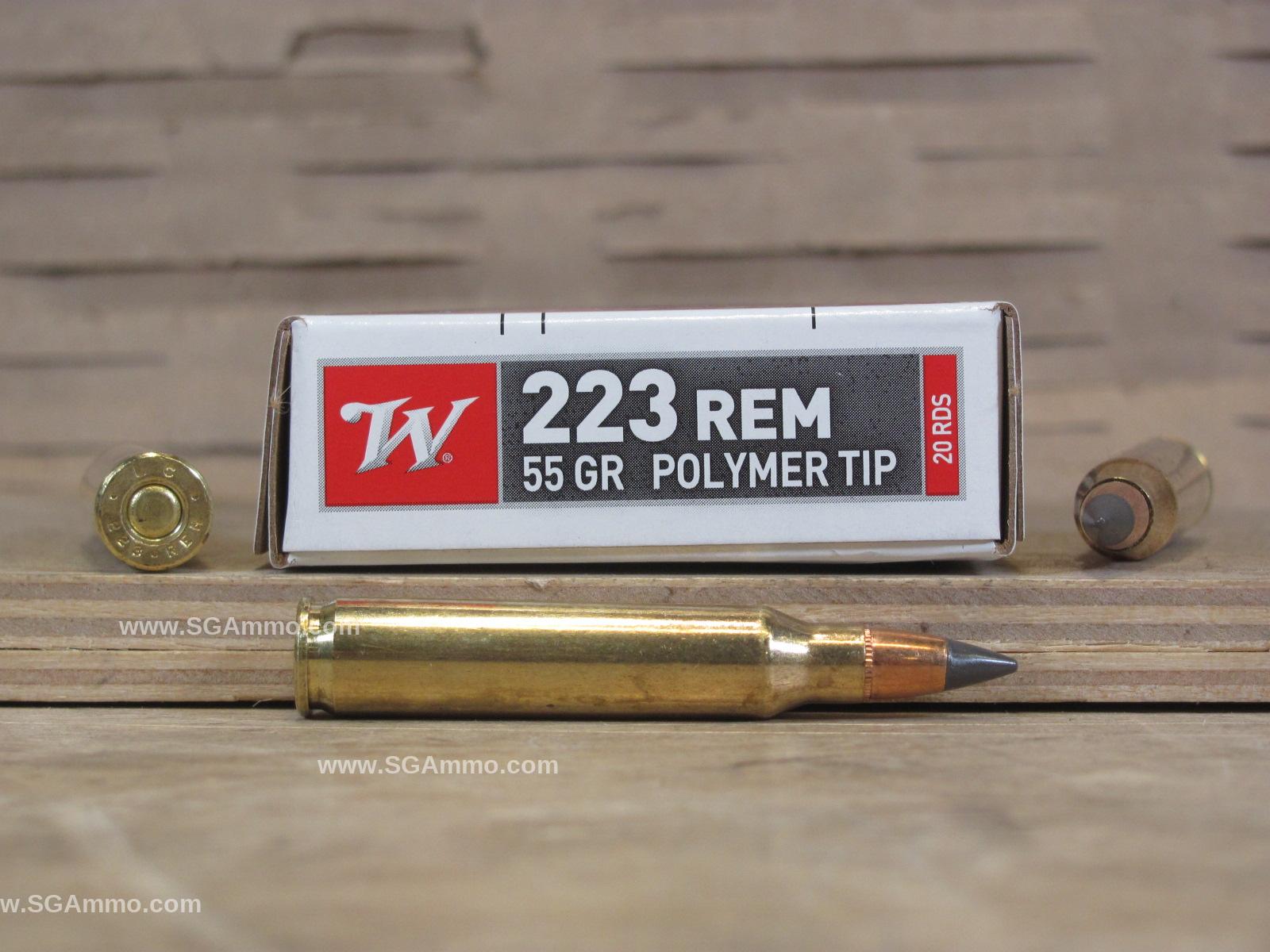 1000 Round Case 223 Rem 55 Grain Polymer Tip Winchester Universal