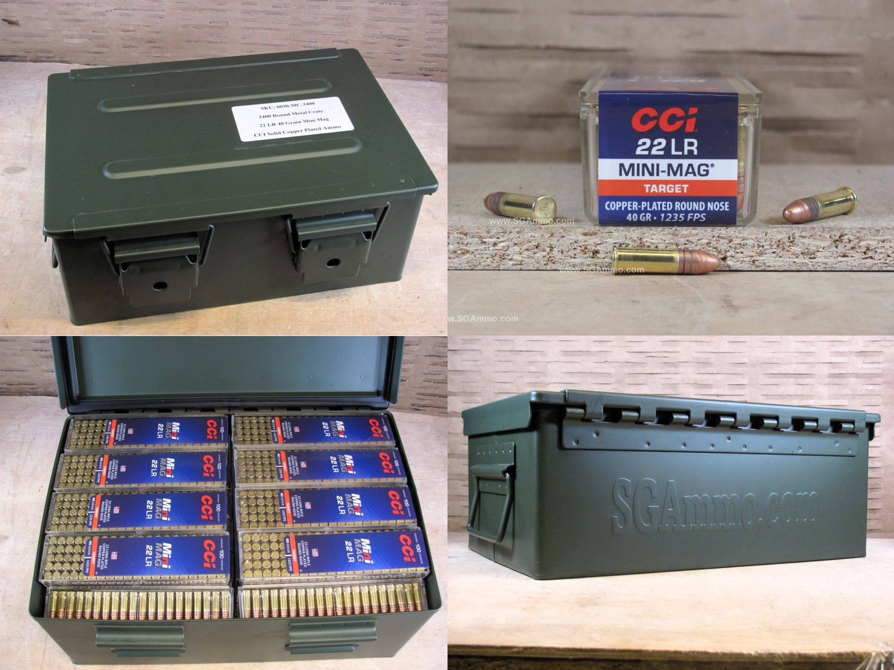 3400 Round Metal Crate Canister - 22 LR CCI Mini-Mag 40 Grain Solid ...