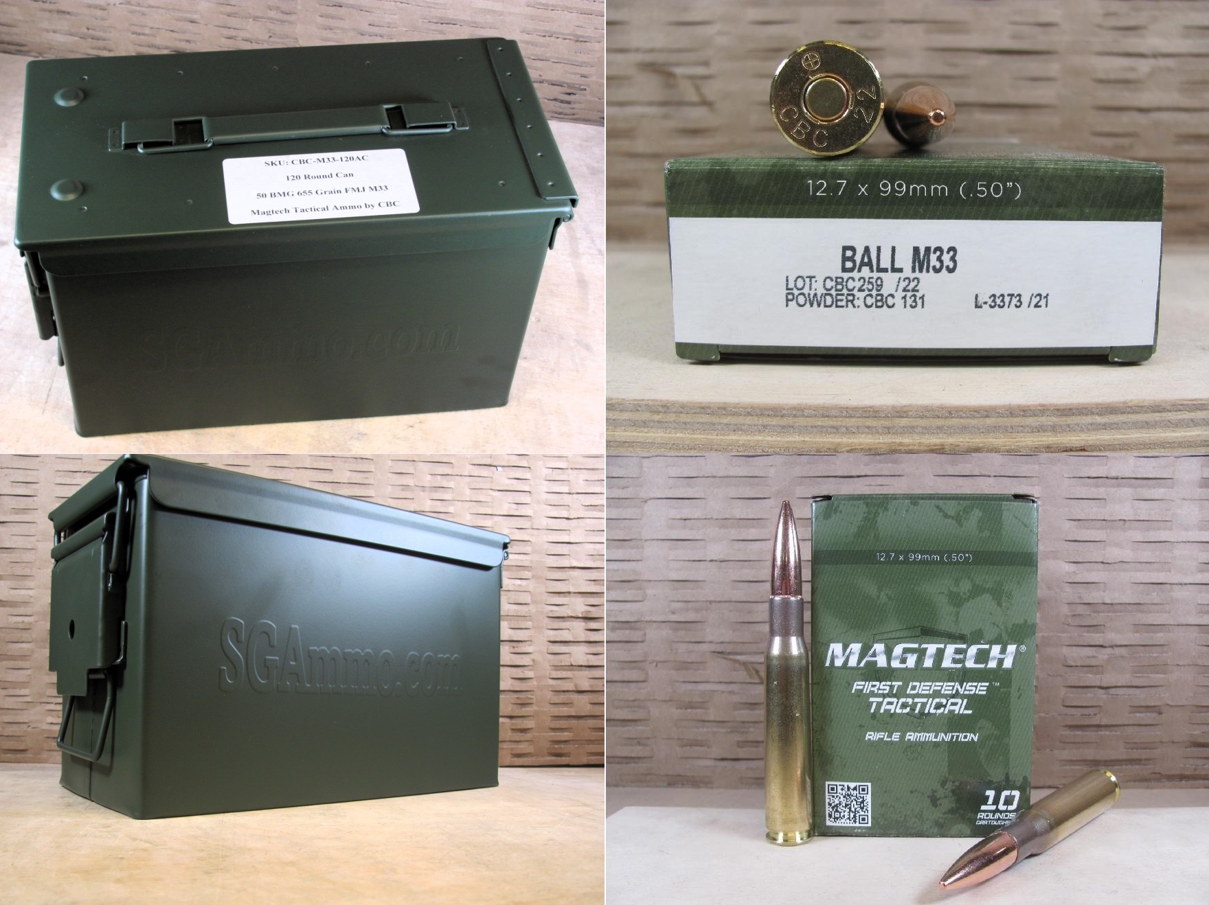 120 Round Can - 50 BMG 655 Grain FMJ M33 Ball Ammo Magtech Tactical by ...