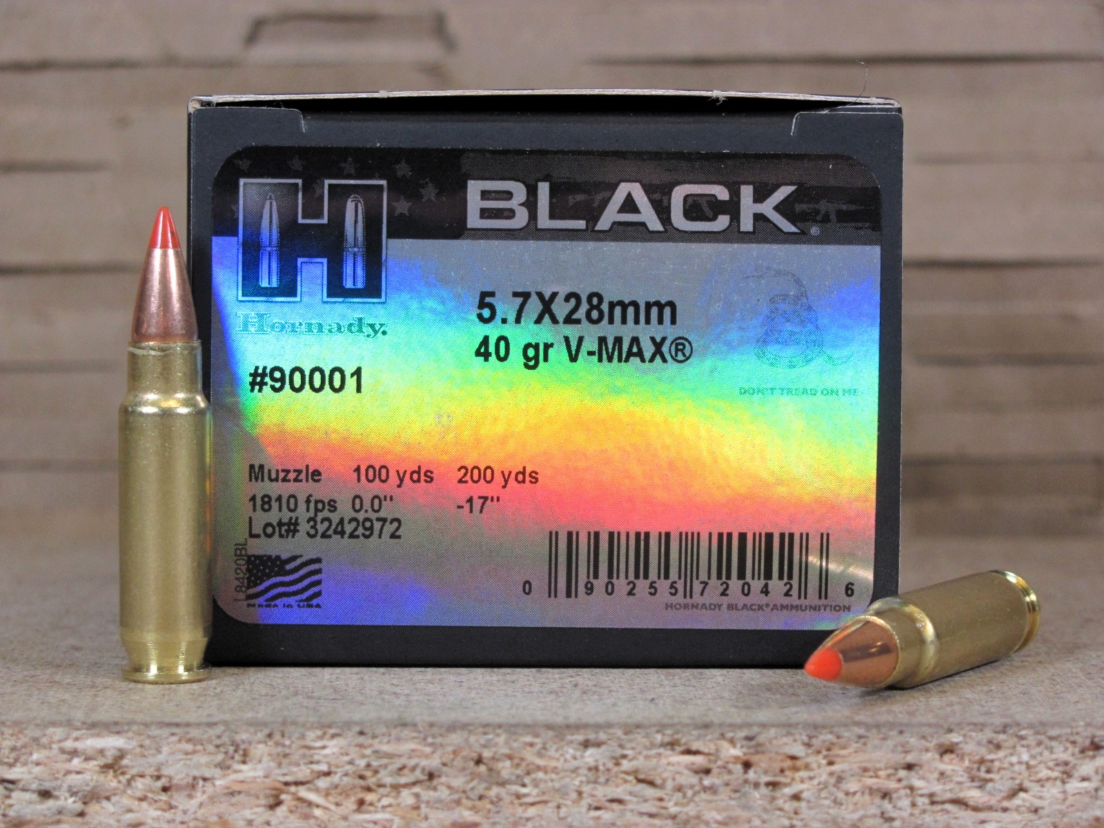 250 Round Case - 5.7x28mm 40 Grain V-max Hornady Black Ammo - 90001 