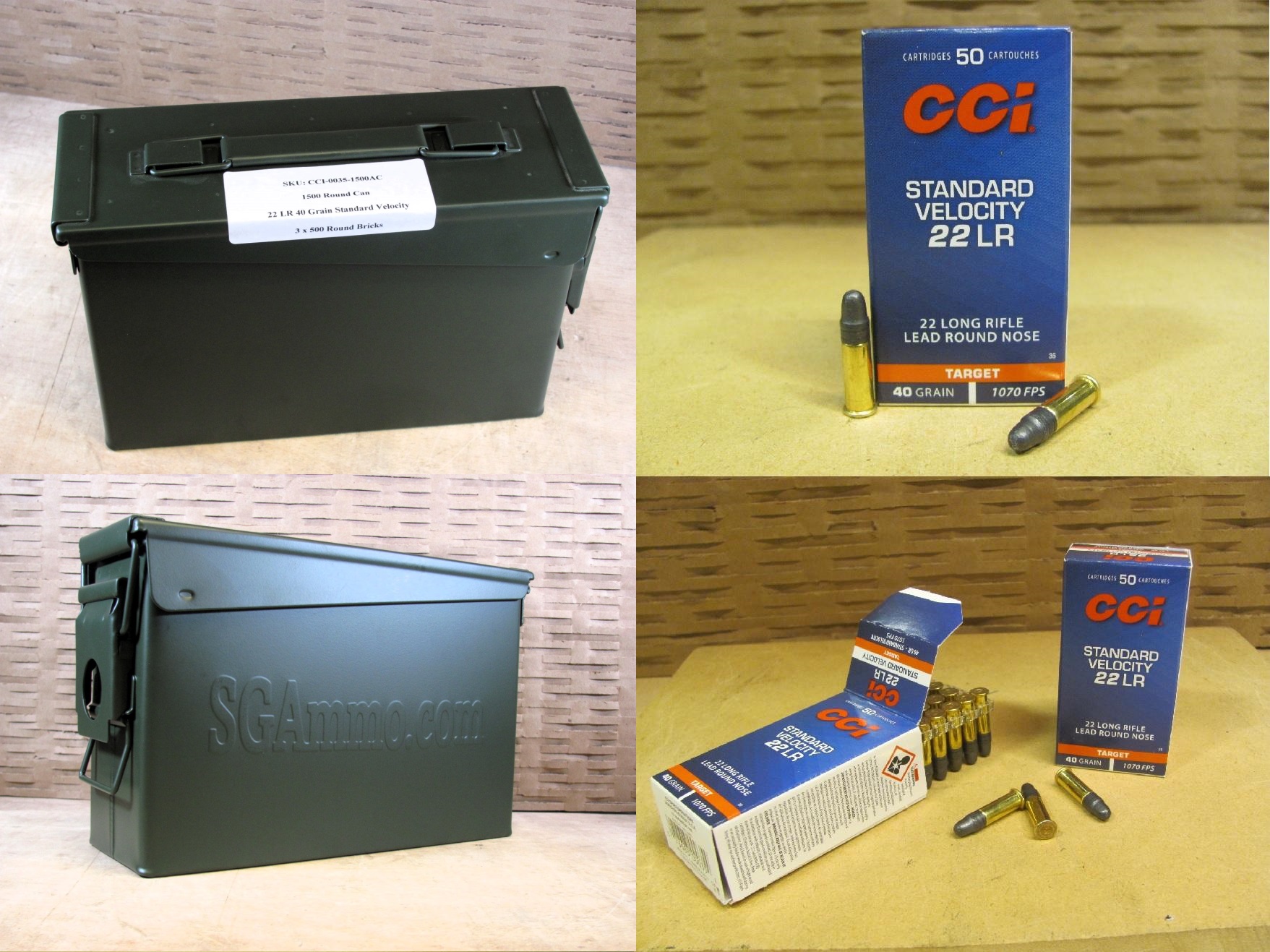 1500 Round Can - 22 LR CCI 40 Grain Lead Bullet Standard 