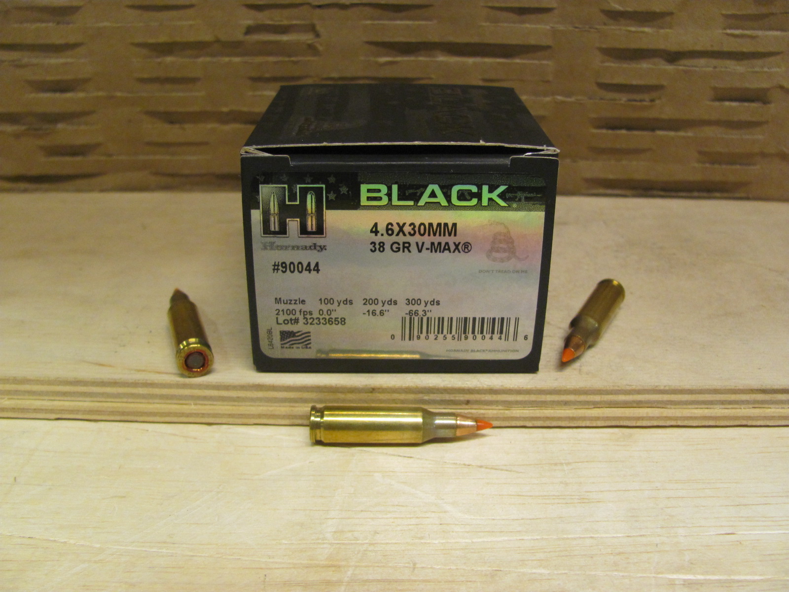 25 Round Box 4 6 X 30mm 38 Grain V Max Hornady Black Ammo 90044