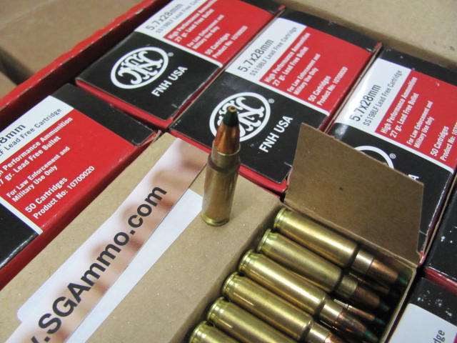 50 rd box - 5.7x28 27 grain SS198LF Green Tip Lead Free Cartridge High ...