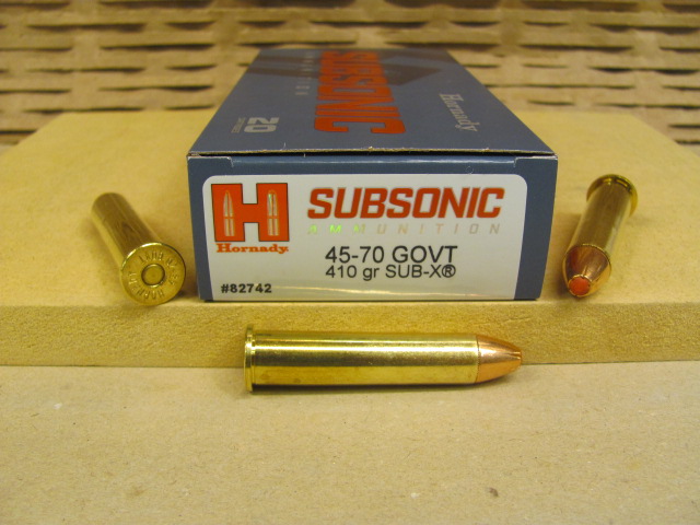 20 Round Box - 45-70 Govt 410 Grain Sub-X Hornady Subsonic Ammo - 82742 ...