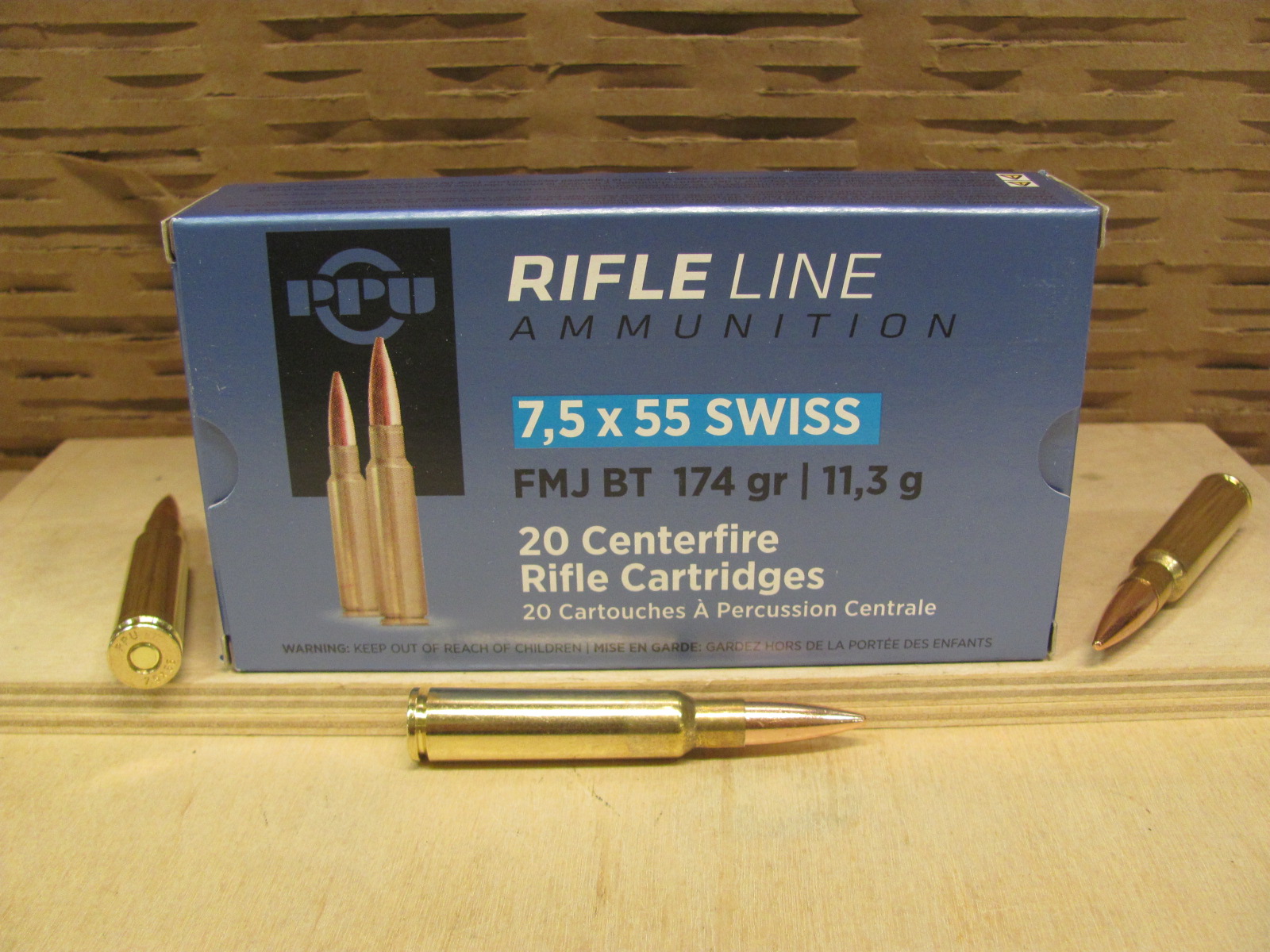 20 Round Box - 7.5x55 Swiss 174 Grain FMJ Prvi Partizan Ammo 