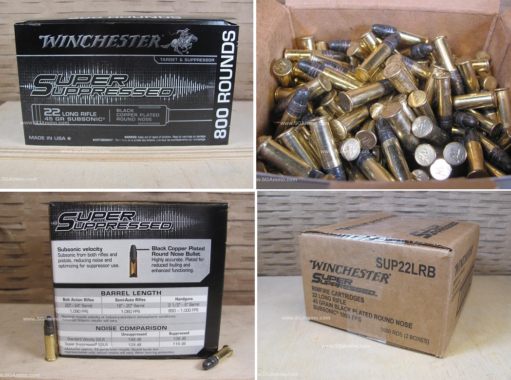 1600 Round Case 22 Lr Winchester Super Suppressed 45 Grain Subsonic