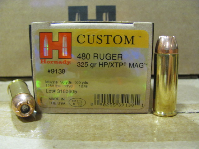 20 Round Box - 480 Ruger 325 Grain HP XTP Hollow Point Hornady Ammo ...