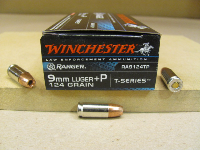 50 Round Box - 9mm Luger +P Hollow Point Winchester Ranger T-Series ...