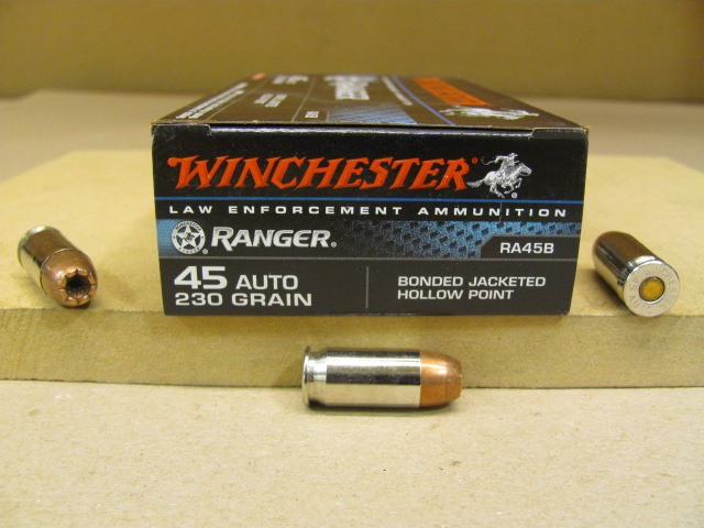 50 Round Box - 45 Winchester Ranger Bonded Hollow Point Ammo RA45B ...