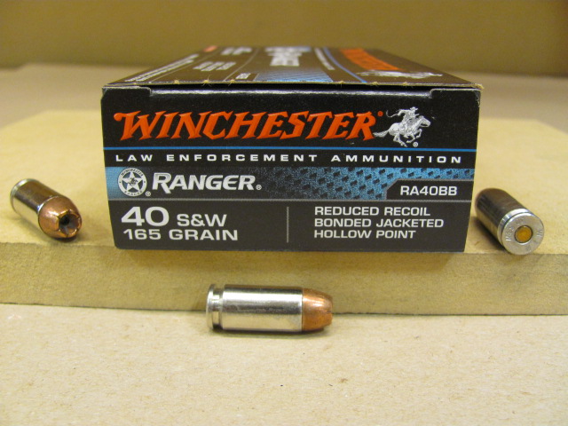 50 Round Box - 40 cal Winchester Ranger 165 Grain Reduced Recoil Bonded ...