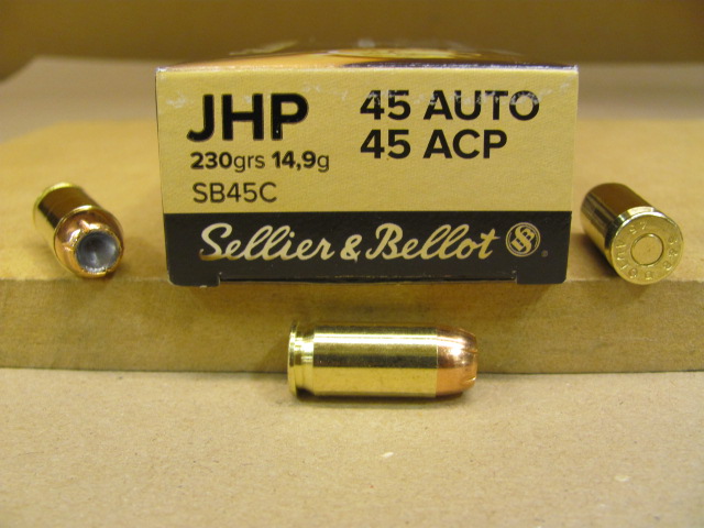 1000 Round Case - 45 Auto 230 Grain JHP Hollow Point Ammo by Sellier ...