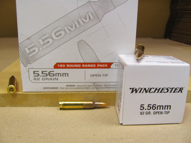 180 Round Box - 5.56mm 62 Grain Open Tip Hollow Point Winchester Ammo ...