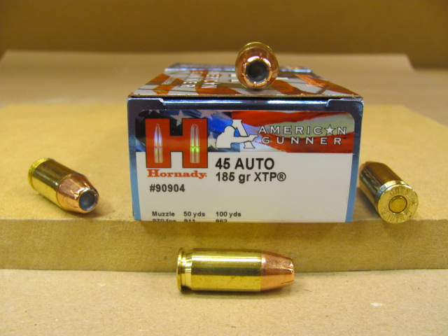 20 Round Box - 45 Auto 185 Grain XTP Hornady American Gunner Ammo ...