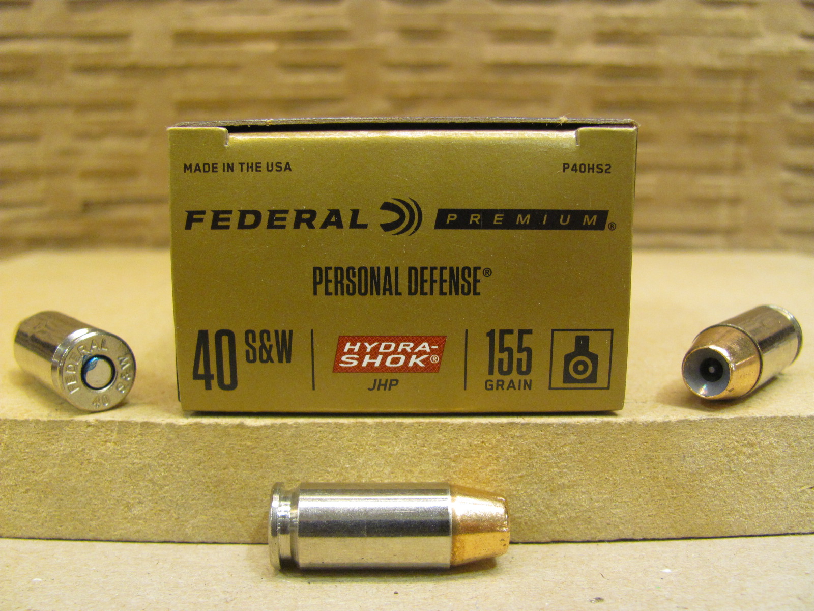 20 Round Box - 40 SW 155 Grain Hydra-Shok JHP Federal Personal Defense ...