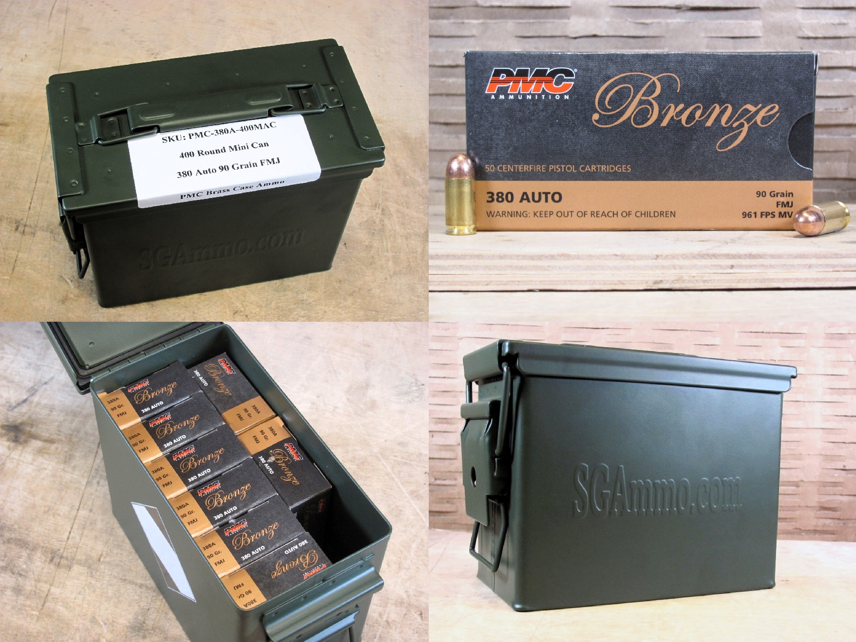 400 Round Can - 380 ACP / Auto PMC 90 Grain FMJ Ammo - 380A - Packed in ...