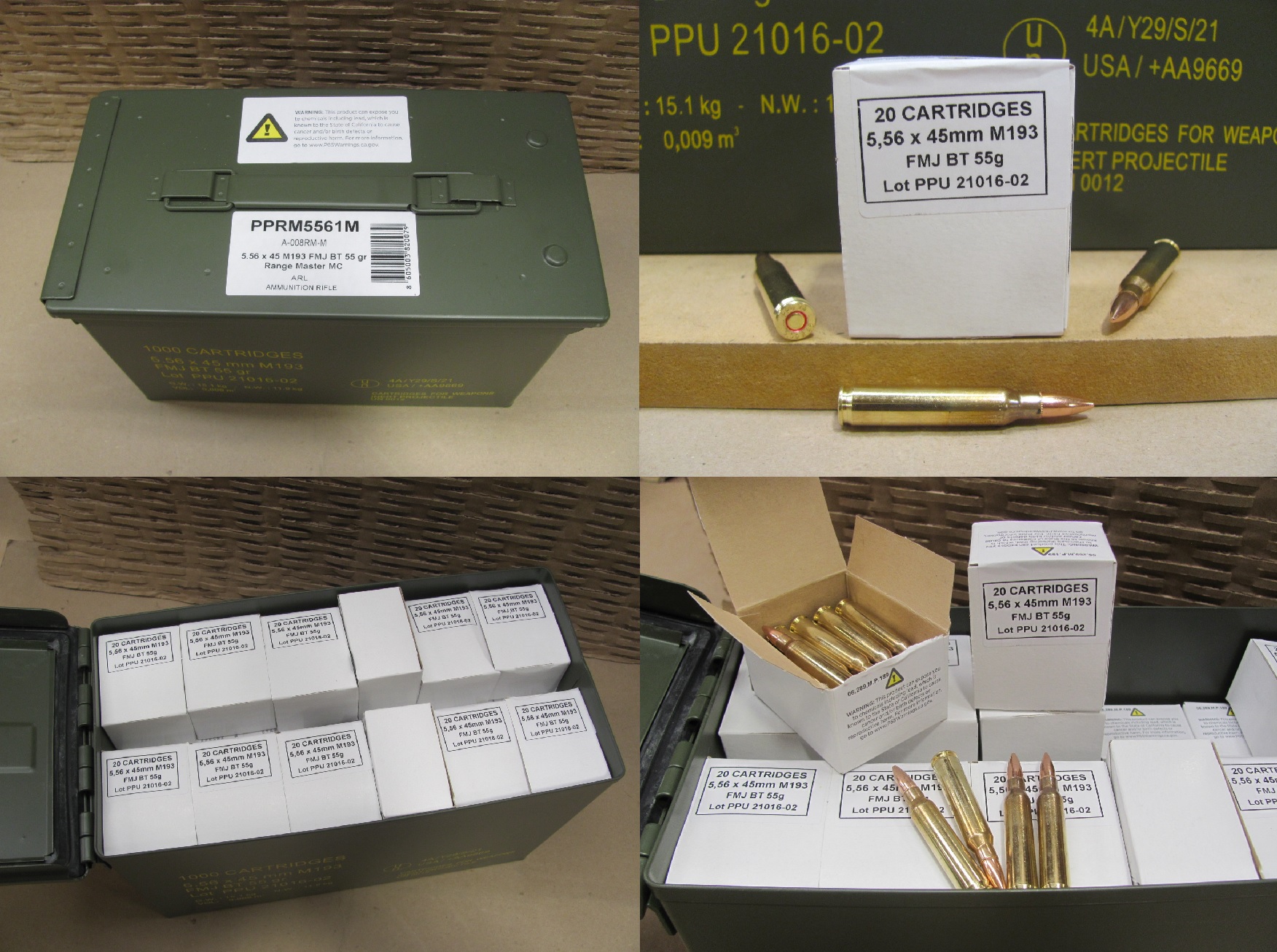 1000 Round Ammo Can - 5.56 mm M193 55 Grain FMJ Prvi Partizan ...