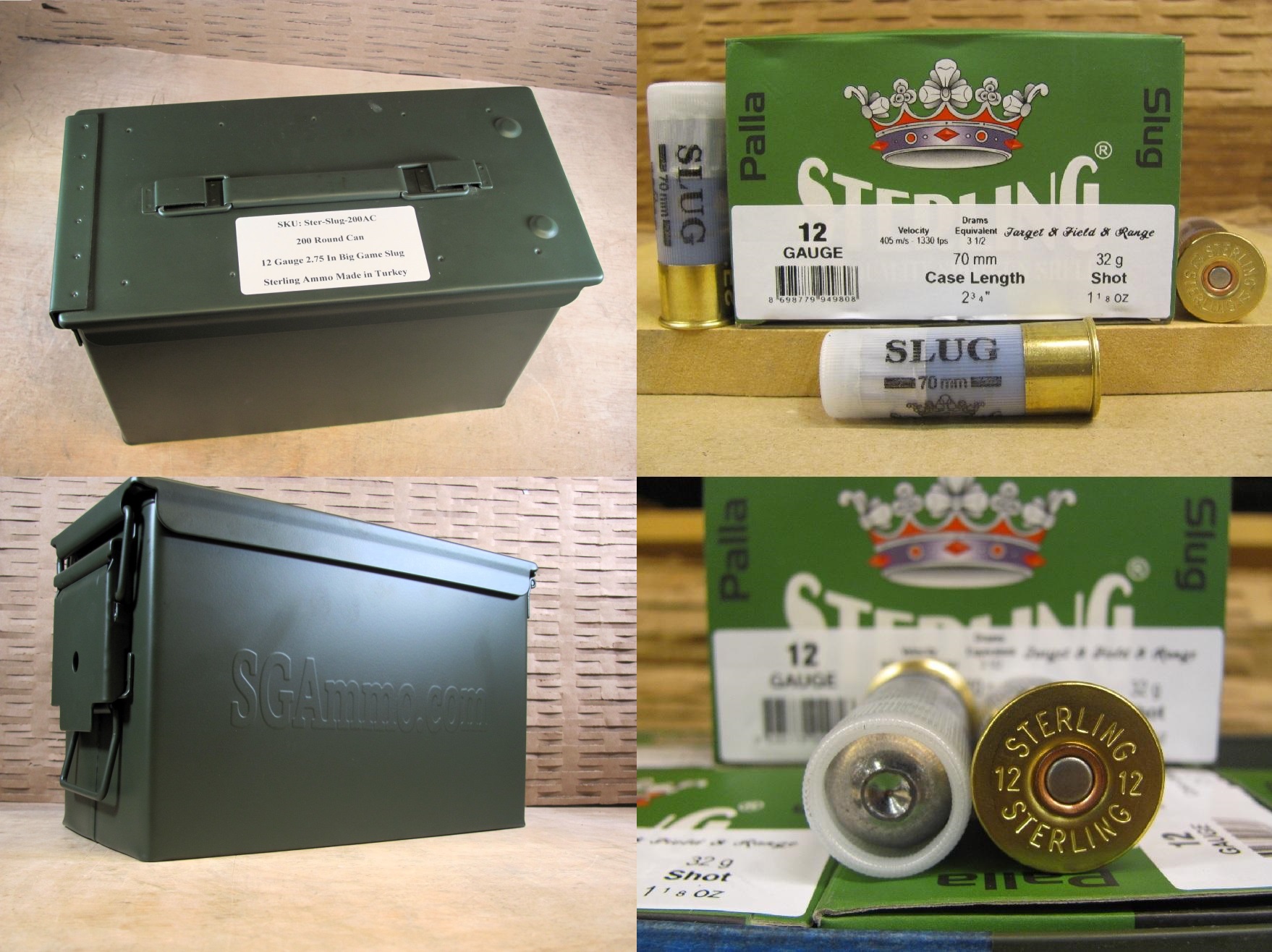 200 Round Can - 12 Gauge 2.75 Inch Rifled Slug Big Game Ammo Made By 