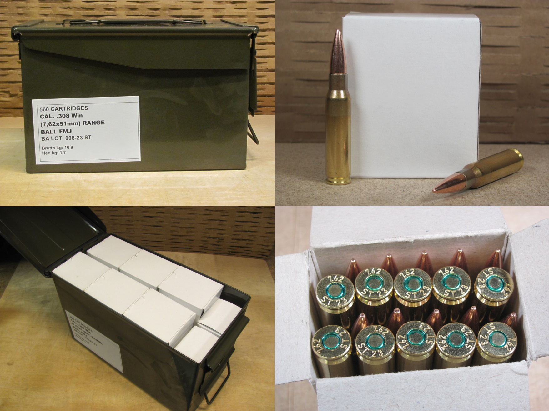 560 Round Can - 7.62x51mm 150 Grain FMJ Swiss Military Ball Ammo Made ...