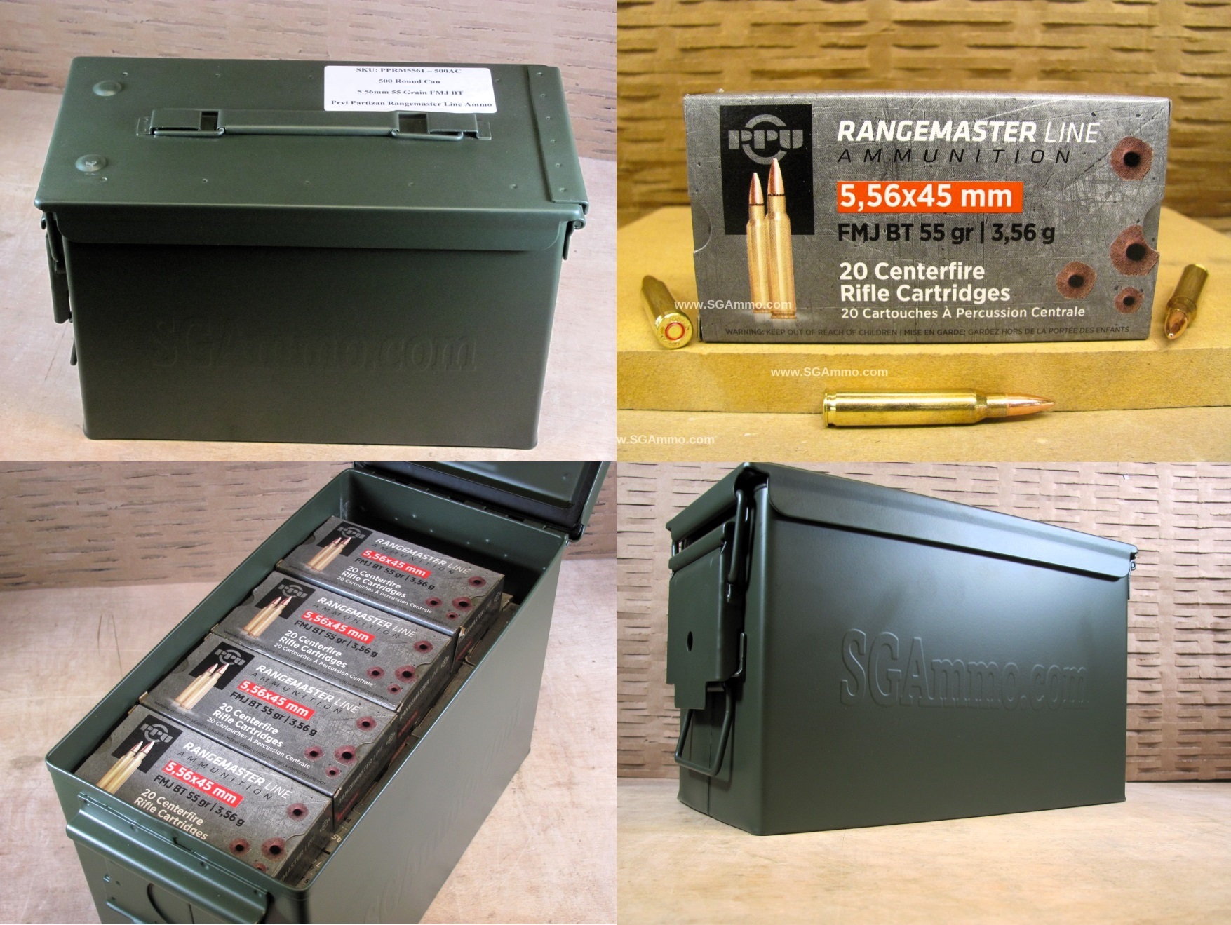 500 Round Can - 5.56mm 55 Grain FMJ BT Prvi Partizan M193 RangeMaster ...