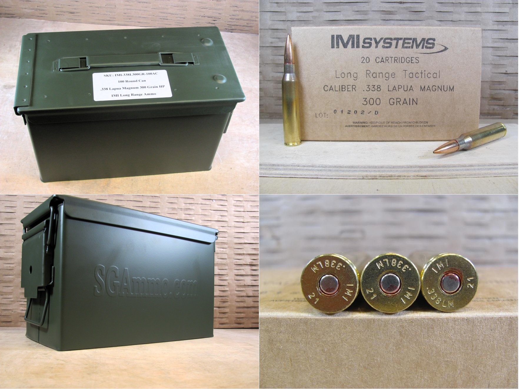 100 Round Can - .338 Lapua Magnum 300 Grain Hollow Point Long Range ...