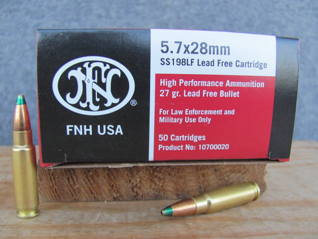 50 round box - 5.7x28 27 grain SS198LF Green Tip Lead Free Cartridge ...