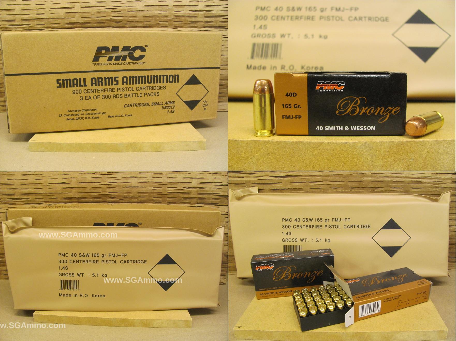 300 Round Battle Pack - 40 cal SW 165 Grain FMJ Ammo by PMC - 40DBP ...