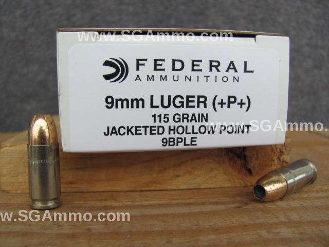 1000 Round Case - 9mm Luger +P+ Federal 115 Grain Hollow Point Ammo ...