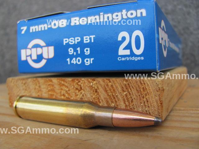 20 Round Box - 7mm-08 Rem 140 Grain PSP Soft Point Ammo by Prvi ...