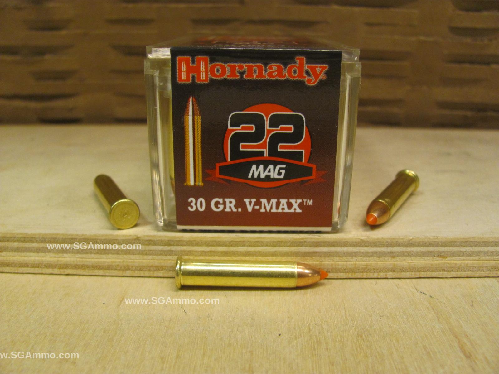 500 Round Brick - 22 Magnum Hornady 30 Grain V-Max Ammo - 83202 ...