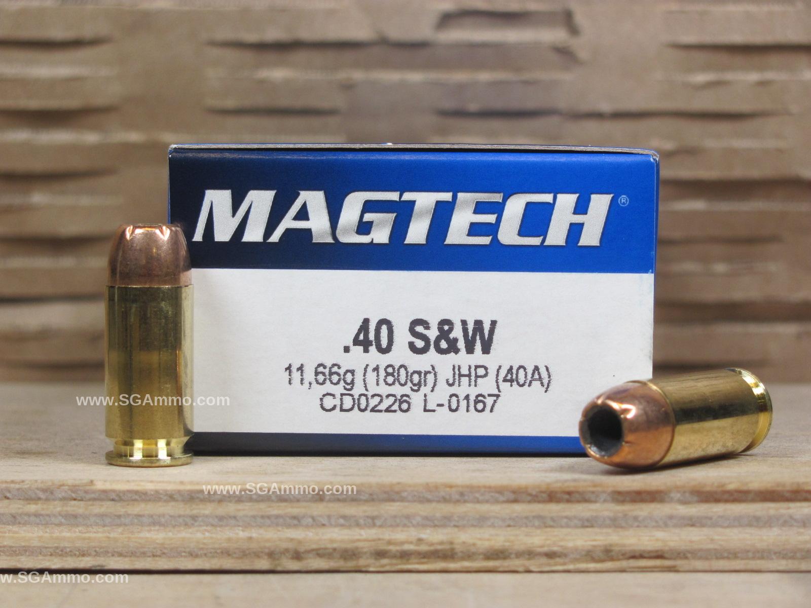 50 Round Box - 40 SW 180 Grain Jacketed Hollow Point Magtech Ammo - 40A ...