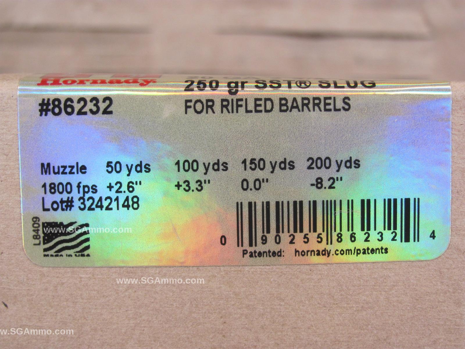 5 Round Box - 20 Gauge 2.75 Inch 250 Grain SST Slug For Rifled Barrel ...