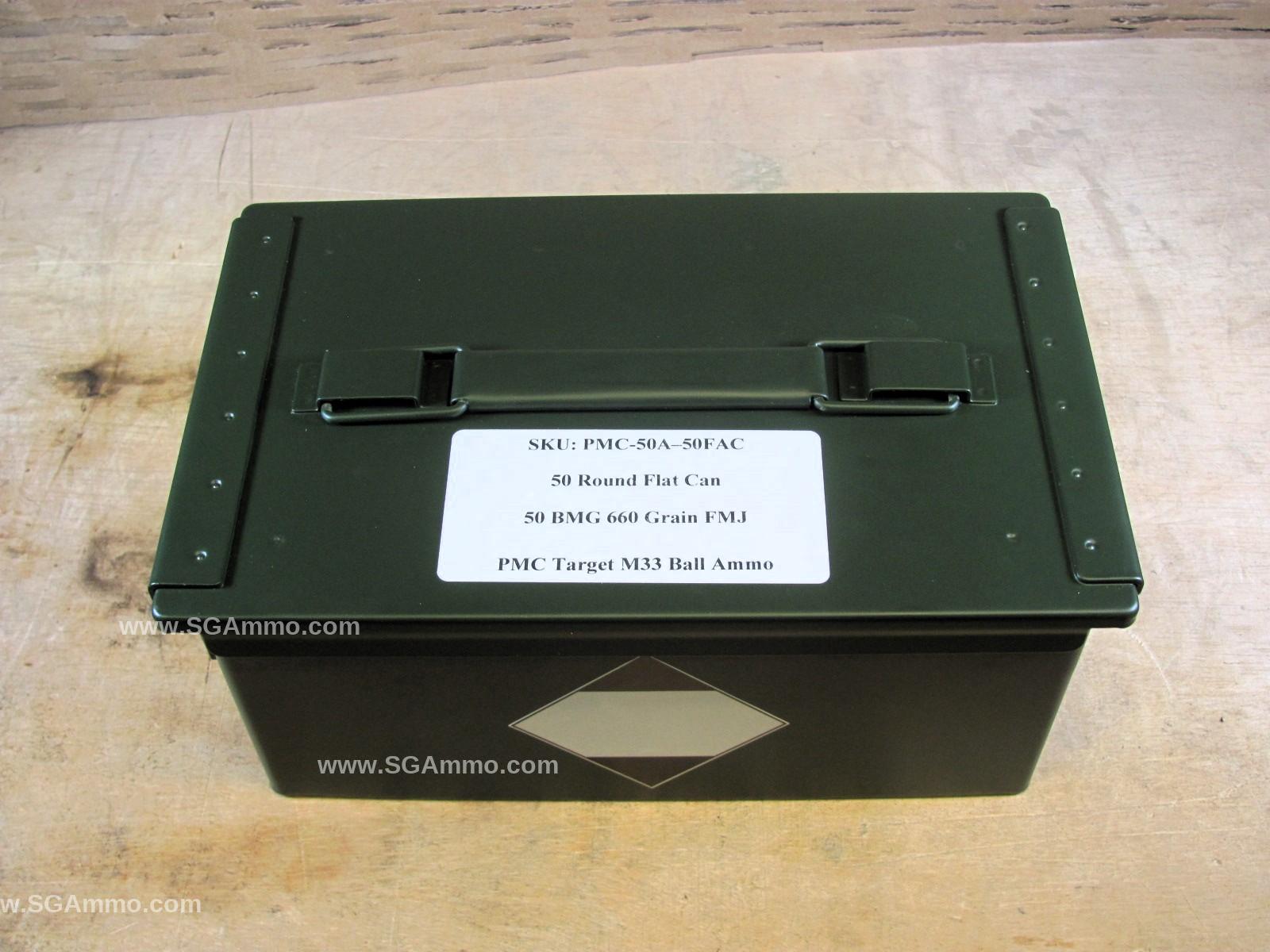 50 Round Flat Can - 50 BMG PMC Target 660 Grain FMJ M33 Ball Ammo - 50A ...