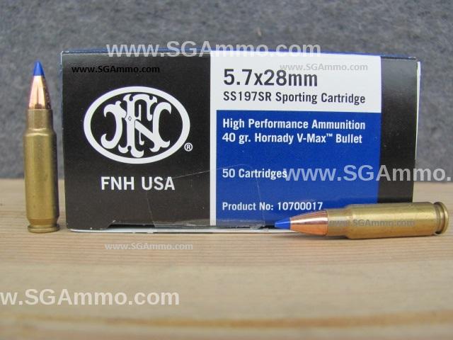 50 round box - 5.7x28 mm SS197SR 40 Grain V-Max ammo | SGAmmo.com