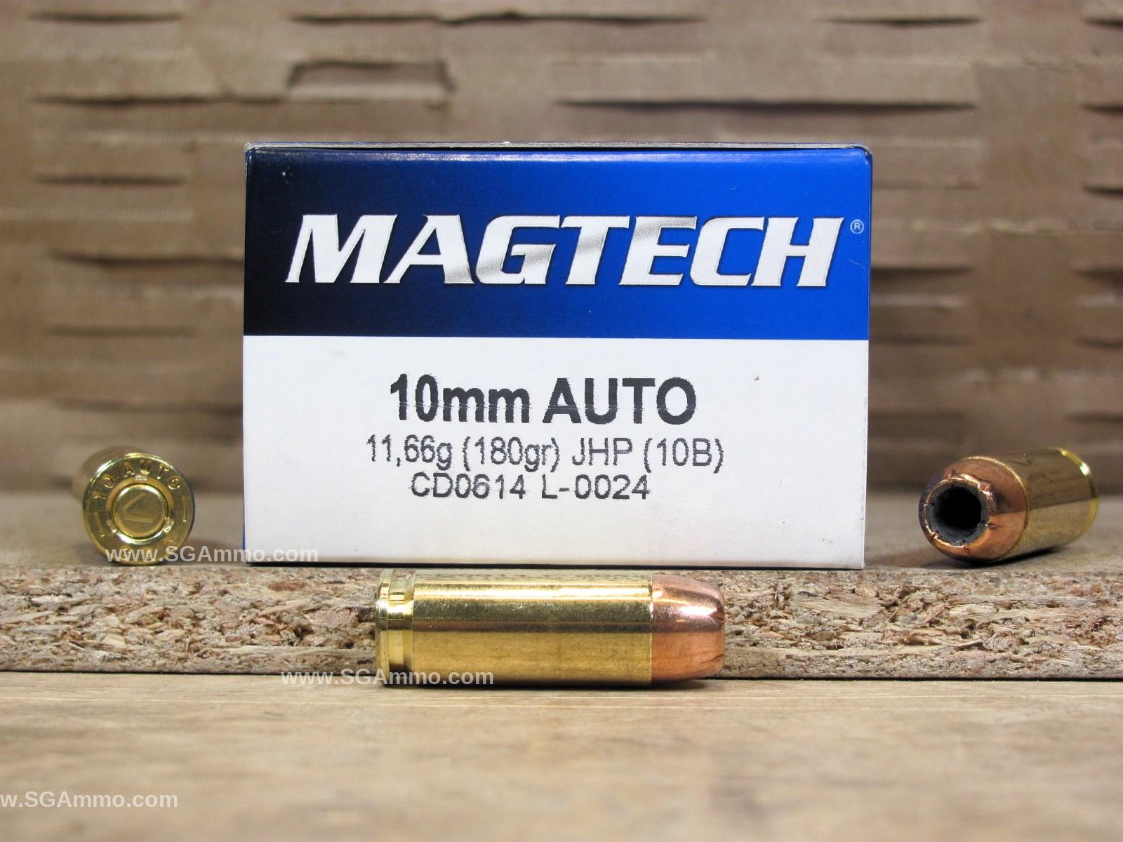 1000 Round Case - 10mm Auto 180 Grain JHP Hollow Point Ammo by Magtech ...