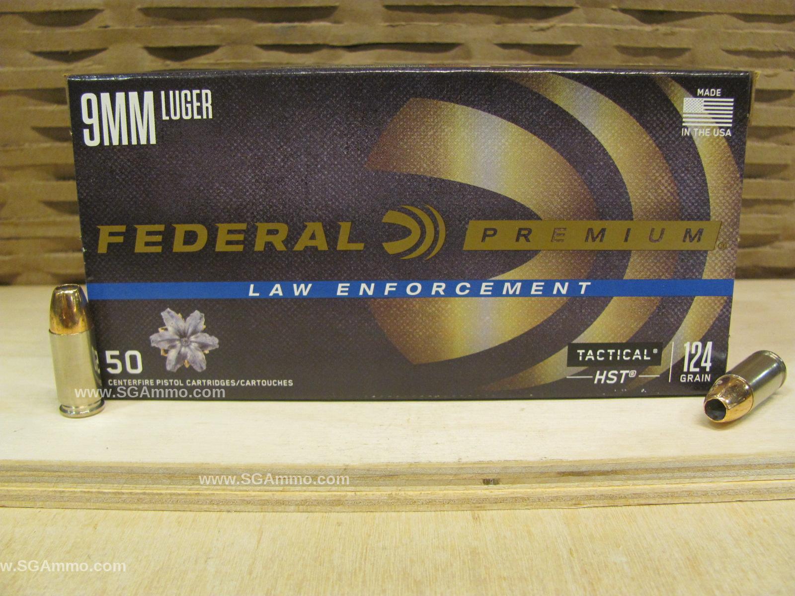 350 Round Can - 9mm Luger Federal HST 124 Grain HP Hollow Point LE Ammo ...