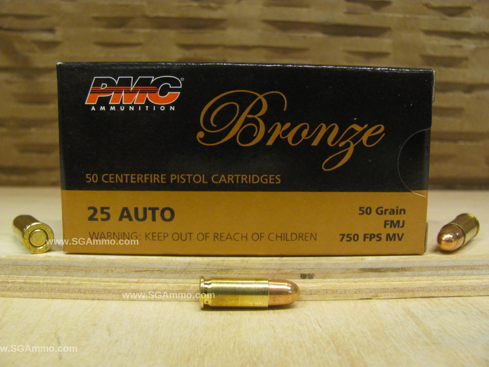 500 Round Plastic Can - 25 Auto 50 Grain FMJ Ammo by PMC - 25A - Packed ...