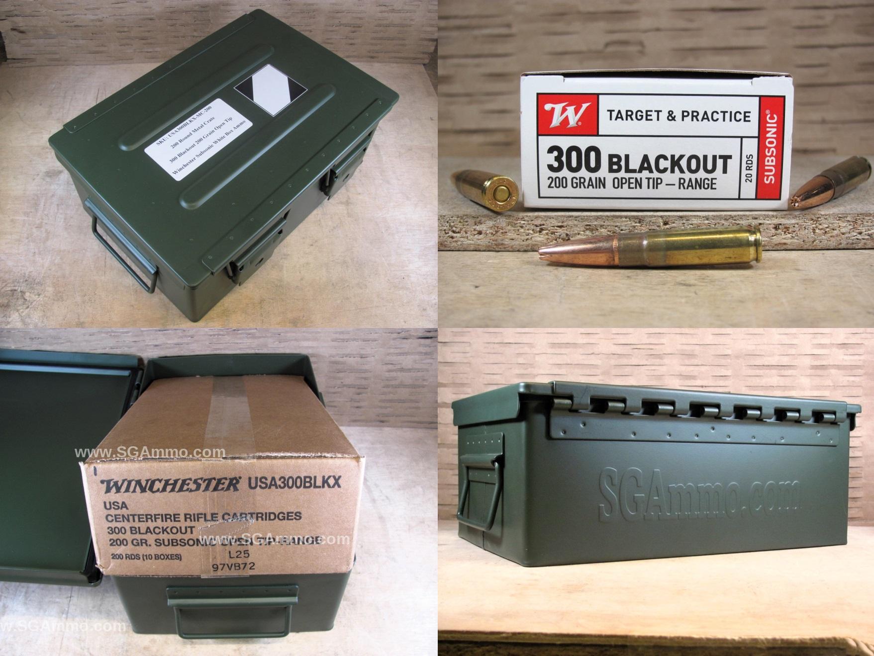 200 Round Metal Crate Canister - 300 Blackout 200 Grain Open Tip 