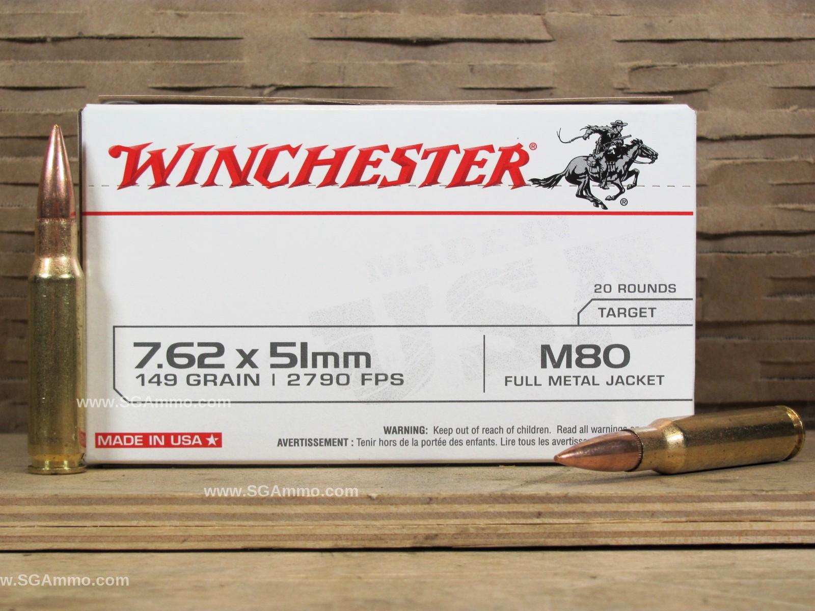 240 Round Can - 7.62x51 M80 149 Grain FMJ Winchester Ammo by Lake City ...