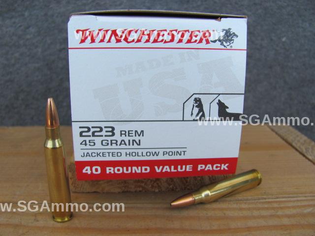 Winchester USA Ammo 223 Remington 45gr Jacketed Hollow Point 40 Round Box, USA2232