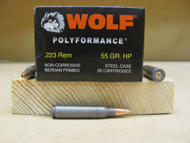 1000 rounds - 223 Rem 55 Grain Hollow Point Wolf WPA Steel Case Ammo ...