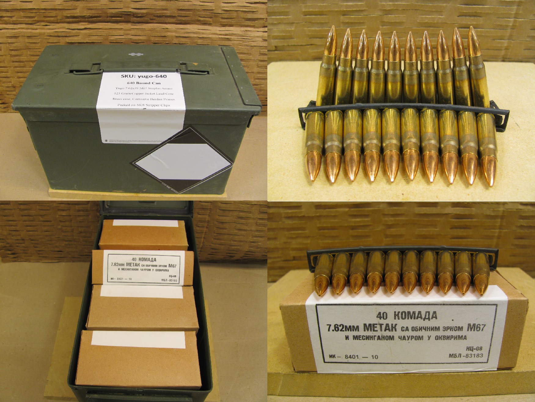 640 Round Ammo Can - 7.62x39 FMJ Yugo Surplus Non-Magnetic M67 Ammo on ...