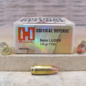 25 Round Box - 9mm Luger Hornady Critical Defense 115 Grain Hollow Point Ammo - 90250