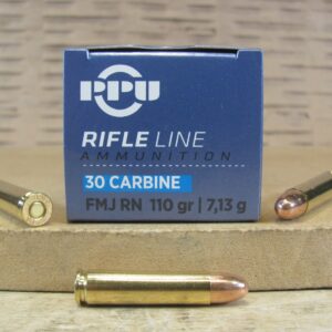 50 Round Box - 30 Cal Carbine FMJ RN 110 Grain Prvi Partizan Ammo - PP30F