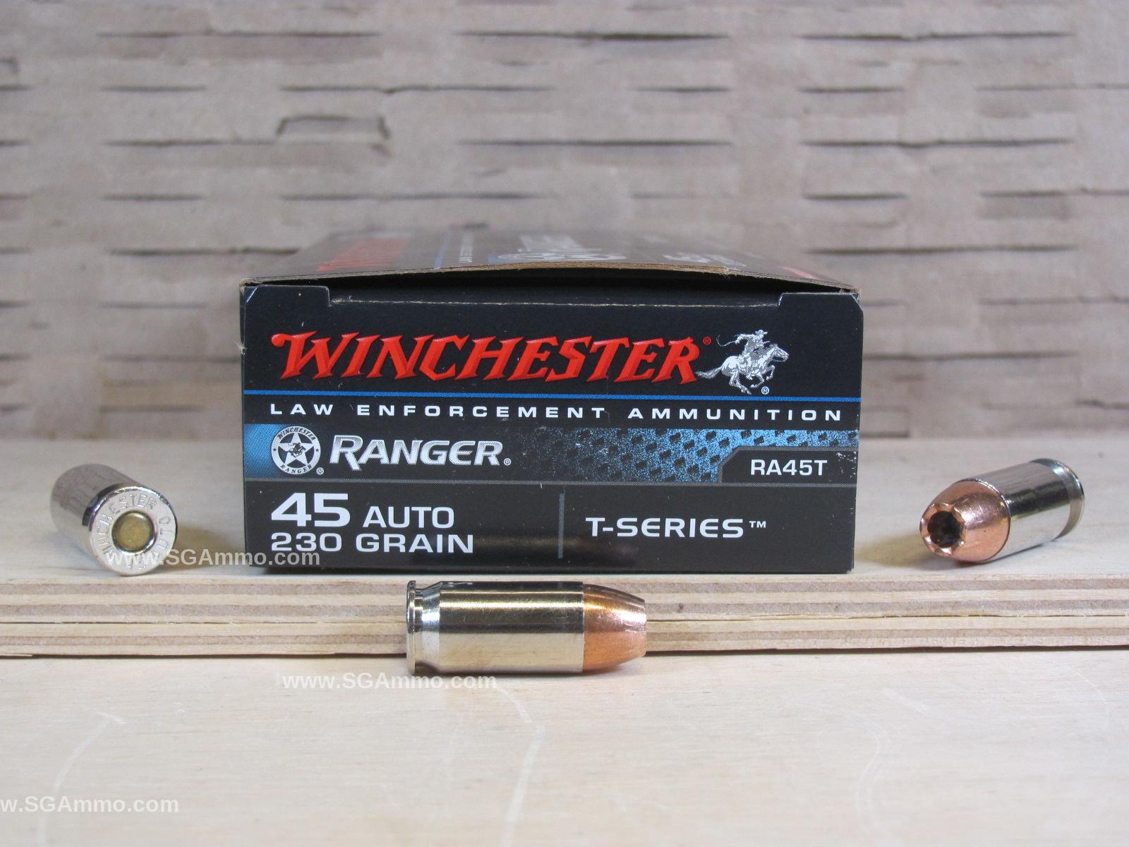 45 Auto 230 Grain T-Series Winchester Ranger Hollow Point Ammo - RA45T