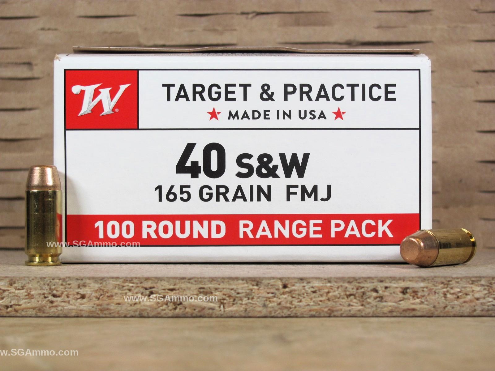 40 SW 165 Grain FMJ Winchester Ammo - USA40SWVP