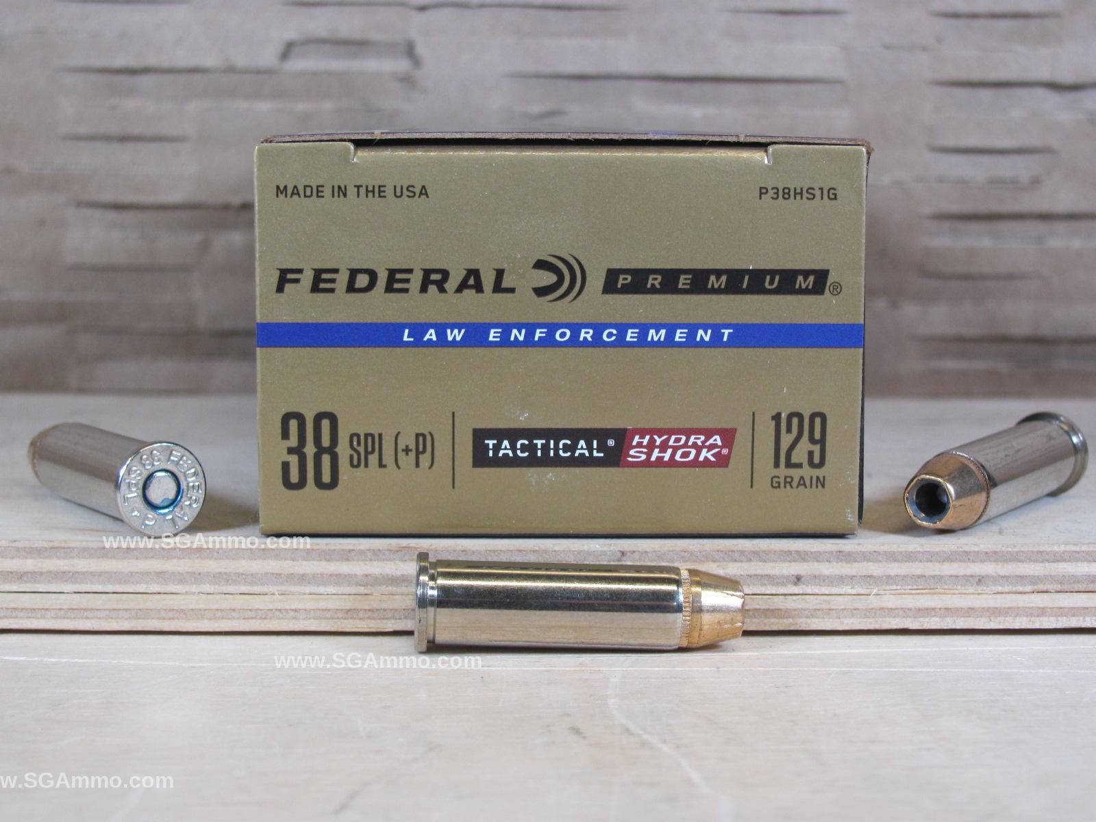 38 Special +P Federal Hydra Shok LE 129 Grain Ammo – P38HS1G