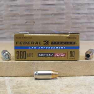 50 Round Box - 380 Auto Federal Hydra Shok LE 90 Grain Hollow Point Ammo - P380HS1G